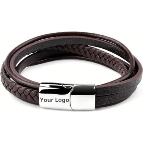 Real Bestxy Custom Logo Wholesale Fashion Magnetic Clasp Bangle Italian Handmade Braided Leather Bracelet For Men