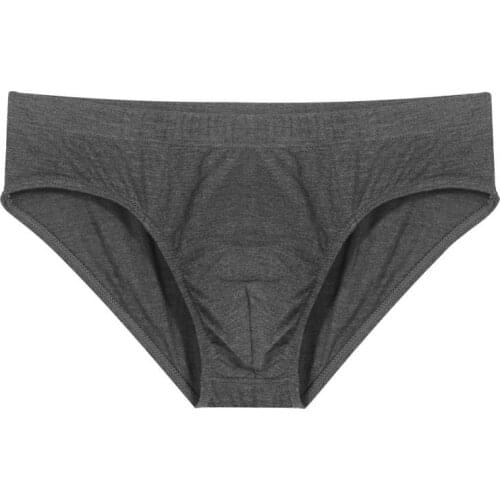 Sexy Mens Briefs Modal Breathable Solid Color Low Waist Double Layer U Convex Large Size Comfortable Men Underwear