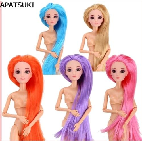 Mix Color Long Straight Hair Doll Head For 11.5" Doll Heads Make Up DIY Accessories For 1/6 BJD Dolls House Accessories Kids Toy