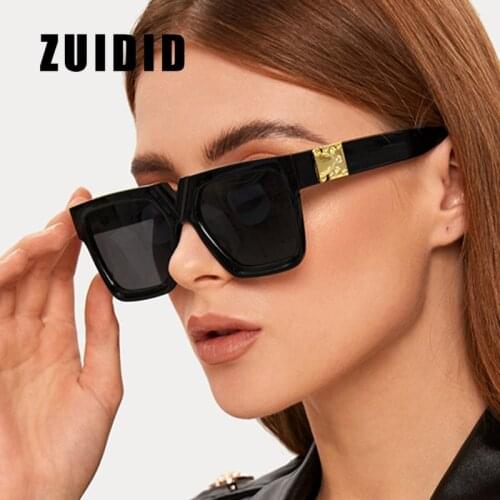 Classic Retro Oversized Square Sunglasses Women Fashion Brand Designer Vintage Sun Glasses Lady V-shape Decorative Eyewear UV400