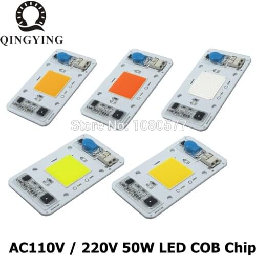 LED 50W COB Chip Bulbs AC 110V 220V Integrated Smart IC Driver Cool White Warm White Red Green Blue Yellow Pink Full Spectrum