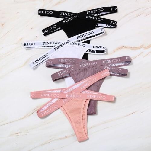 Thongs Panties Sexy Women Underwear Cotton Low-waisted Letter Pattern Pure Color 1Pcs Cross Underpants