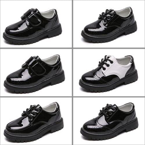 New Kids Leather Shoes for Boys Formal Oxford Shoes Fashion Lace Uo Children Casual Leather Shoes Girls Moccasins Wedding Shoes