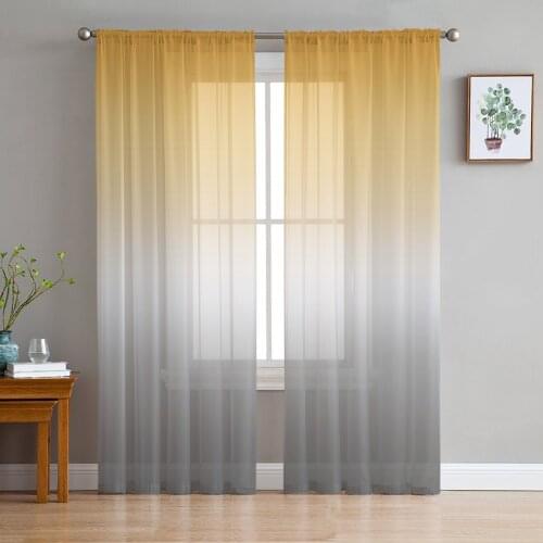 Yellow Gradient Window Treatment Tulle Modern Sheer Curtains for Kitchen Living Room the Bedroom Curtains Decoration