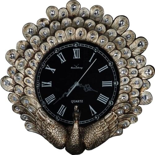 Vintage High-End Decorative Wall Clock American Style Modern Art Living Room Resin Creative Home Table peahen Wall Clock