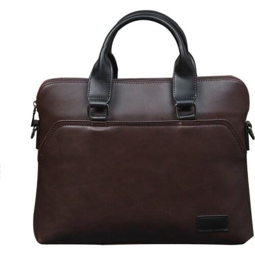 Vintage Men Briefcase Business Office Handbag Crazy horse Leather Shoulder Messenger Bag for 13" Laptop Mens Crossbody bags