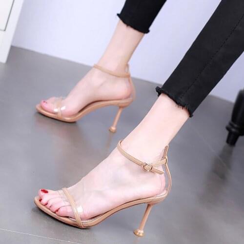 2021 summer new style buckle open toe sandals simple and versatile womens shoes fashion temperament stiletto high heels