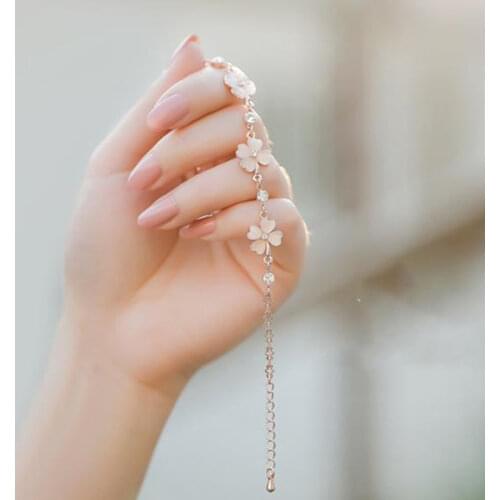 Everoyal Charm Clover Pink Bracelets Jewelry For Lady Vintage Stone Rose Gold Girls Accessories Silver 925 Bracelets Female Gift