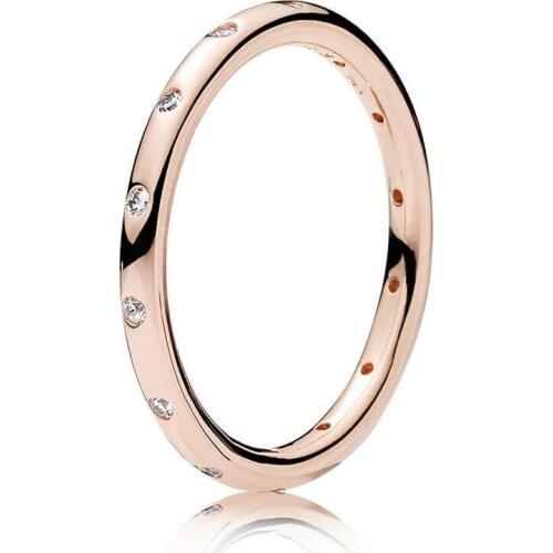 925 Sterling Silver Pan Ring Rose Golden SParkling DroPlet Stack Rings For Women Wedding Party Gift Fine DIY Jewelry