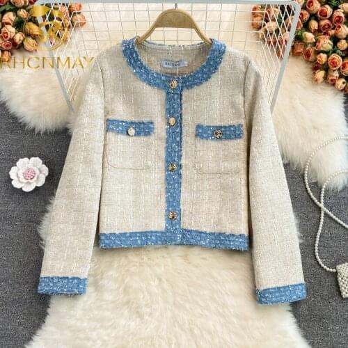 New Fashion Autumn Women Tweed Woolen Jackets Long Sleeve Designer Elegant Office Lady Coats Vintage Casual Outerwear