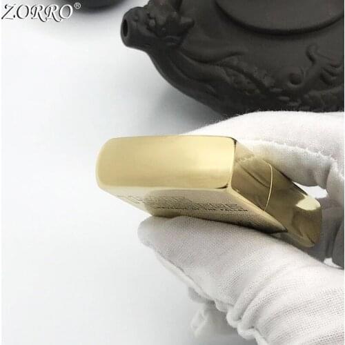 Zorro Pure Copper Kerosene Lighter Fine Carving Transshape Pattern Brass Smoking Tool Gasoline Lighter With Gift Box
