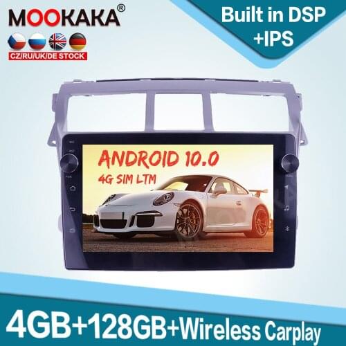 128GB Carplay Android 10.0 Car Multimedia Player for Toyota VIOS 2008-2013 Auto Radio GPS Navigation Audio Stereo Head Unit DSP