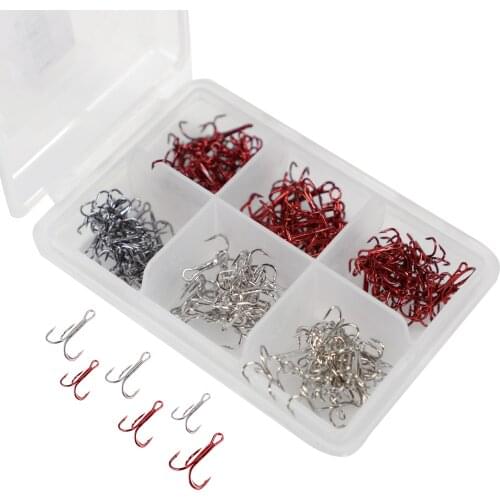 160pcs/Box High Carbon Steel 3551 Fishing Hook Set Mixed Size Sharp Treble Hooks with Plastic Box Fishing Tackle Tools Pesca