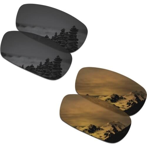 SmartVLT 2 Pairs Polarized Sunglasses Replacement Lenses for Oakley Crosshair 2.0 Stealth Black and Bronze Gold