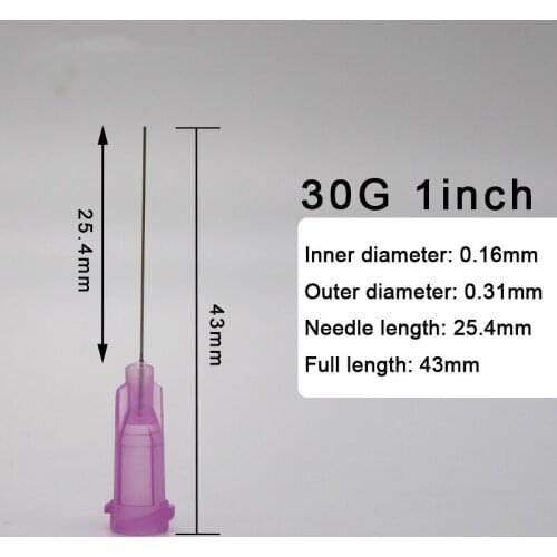 30Gauge 1inch / 25mm Blunt Tip Syringe Needle 30G Plastic Injection Dispensing Needles With Luer Lock . Non-Sterile .100pcs/bag