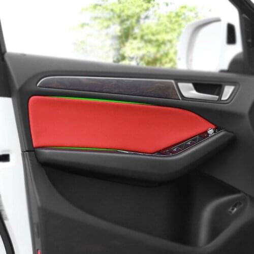 4PCS Car Interior Microfiber Leather Door Handle Panel Cover Trim For Audi Q5 2010 2011 2012 2013 2014 2015 2016 2017 2018