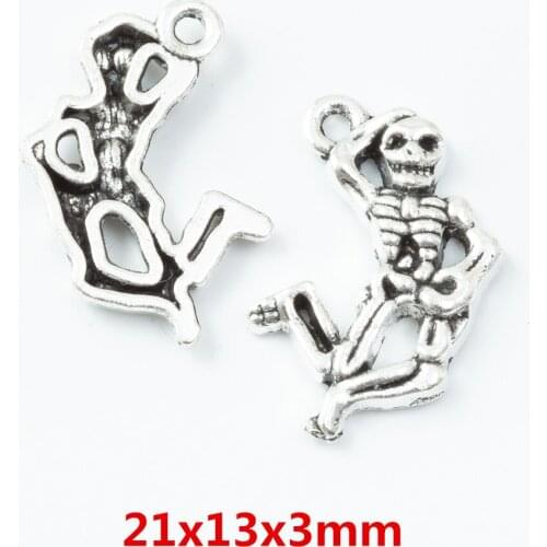 50 pieces of retro metal zinc alloy skull pendant for DIY handmade jewelry necklace making 6798
