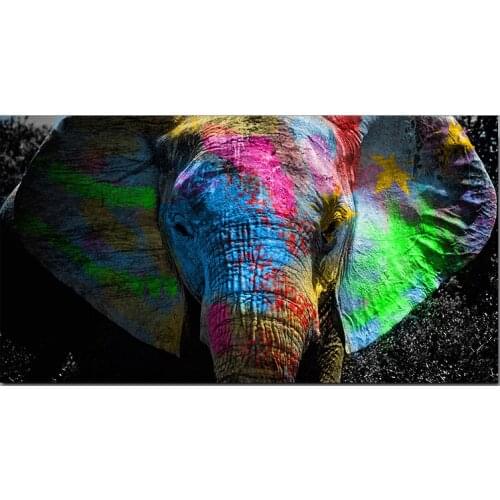 Africa Elephant Animal Landscape Oil Painting on Canvas Pop Art Poster and Print Abstract Art Wall Picture for Living Room Decor
