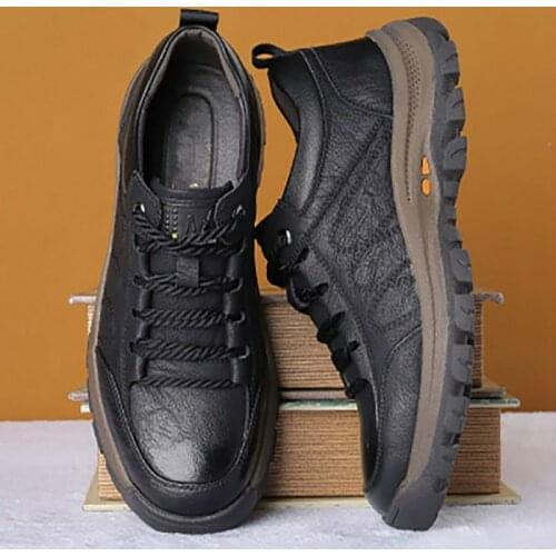 Brand New Men Casual Shoes Spring Split Leather Thick Buttom Wear-resistant Shoes British Style Mens Fashion Sneaker Shoe