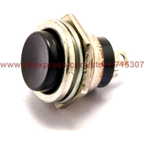 PHISCALE 10pcs Black round push button switch DS-212 reset button switch 16mm non locking switch normally open 3A 125VAC