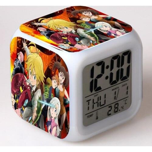 Anime The Seven Deadly Sin Cartoon LED 7 Color Flash Digital Alarm Clocks Night Light Bedroom Desk despertador Alarm-Clock