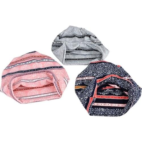 Elastic Windproof Beanies Cap Scarf Printed Sunshade Breathable Cotton Hat Neck Warmer Travel Headwear UV Protection Running Hat