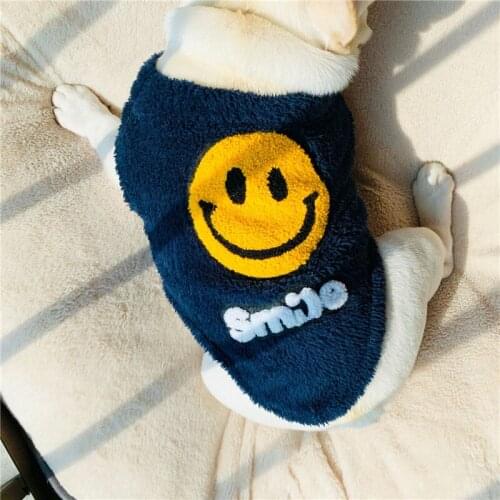 Smile Face Fleece Dog clothes Bulldog Cats Pug Teddy Schnauzer Puppy Coat Winter Pet Clothes