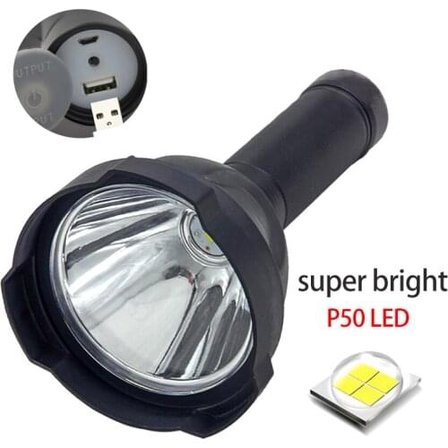 Long Range Searchlight Led Flashlight xhp50.2 USB Rechargeable Powerful super bright lanterna Flash Search Light powerbank Torch