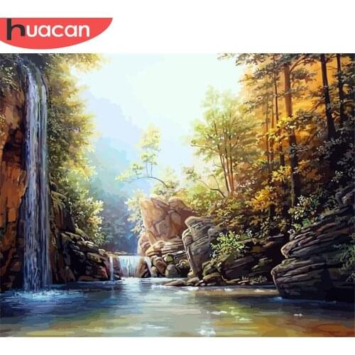 HUACAN Paint By Number River Hand Painted Painting Art Drawing On Canvas Gift DIY Pictures By Numbers Landscape Kits Home Decor