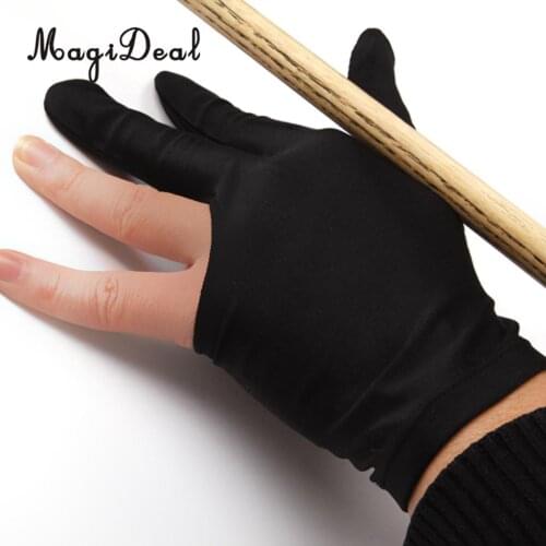 MagiDeal 3 Finger Left hand Snooker Pool Billiard Cue Glove Black