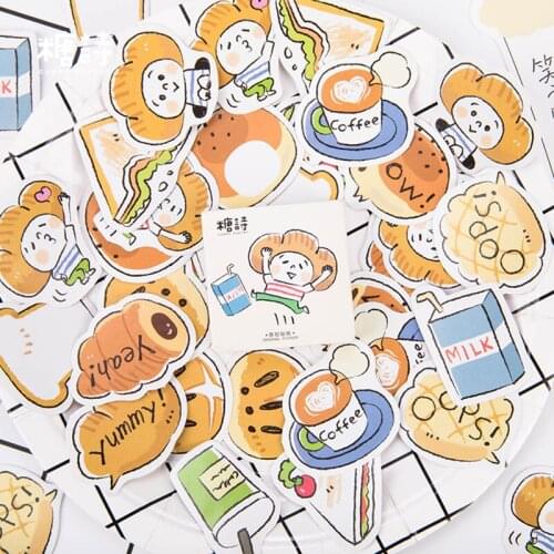Candy poetry bread person mini paper diary sticker Scrapbooking Decoration label 1 lot = 1 pack = 45 pcs stickers