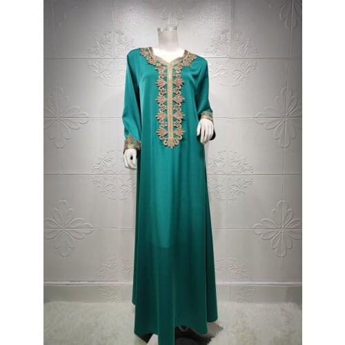 Eid Mubarak Abaya Dubai Muslim Women Dress Djellaba Femme Plus Size Boubou Long Sleeve Gown Turkish Kaftan European Clothing