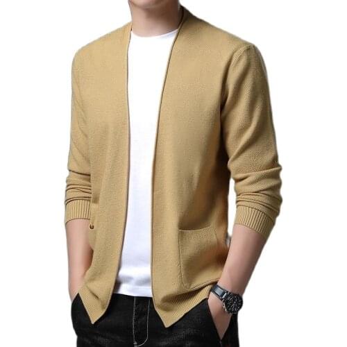 Cardigan Male,Autumn New, Mens Knitwear, Solid Color, Pocket Decoration, Four Colors,M-3XL, Casual Base Shirt, Fashion Trend