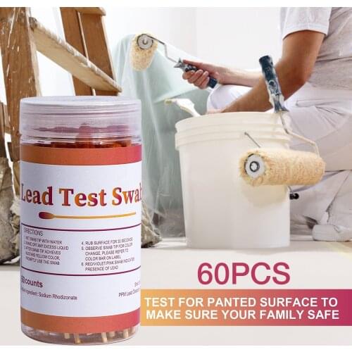 60pcs Instant Lead Test Kit Accurate Non-toxic Cotton Swab or All Painted Surfaces Ceramics Plates Metal Wood Dropshipping