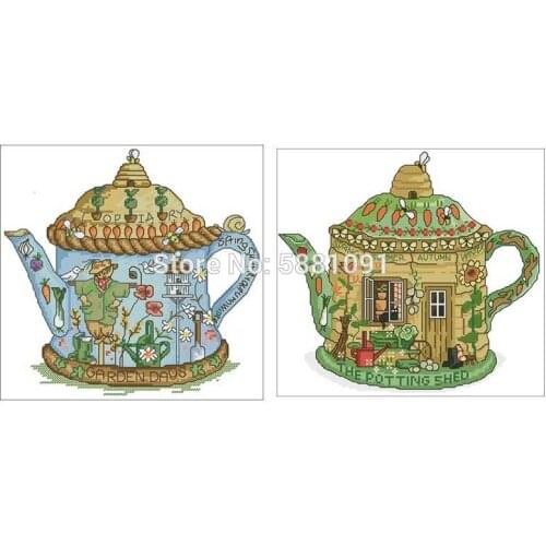 Teapot patterns Counted Cross Stitch 11CT 14CT 18CT DIY Chinese Cross Stitch Kits Embroidery Needlework Sets home decor
