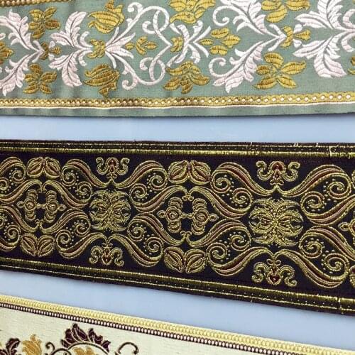 National 25M/Lot 9cm Width Jacquard Belt Lace Embroidery Curtain Decor Filigree Costume Laciness Lace Ribbon DIY Webbing