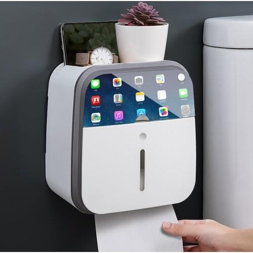 Wall-Mounted Tissue Box Phone Holder Sanitary Storage Rack Napkin Box Kitchen Rack Double-Layer Tissue Case Bathroom Accessories