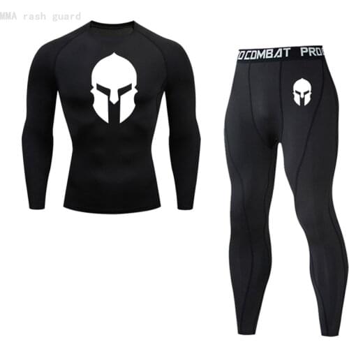 MMA underwear Mens Fitness Clothing Indoor Sports Jogging suits Compression tights Quick dry Mens bodybuilding suit Sport suit