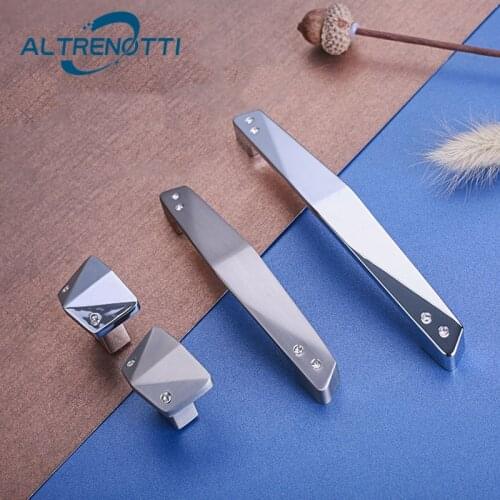 New Furniture Handle Zinc Alloy Wardrobe Drawer Door Pull Modern Luxury Diamond Cabinet Kitchen Cupboard Closet Knob Hardware