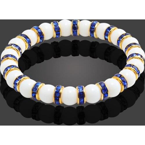 Charm Women Natural Stone Bracelet High Quality Colorful Crystal White Porcelain Beads Strand Bracelets Elastic Bangles Jewelry
