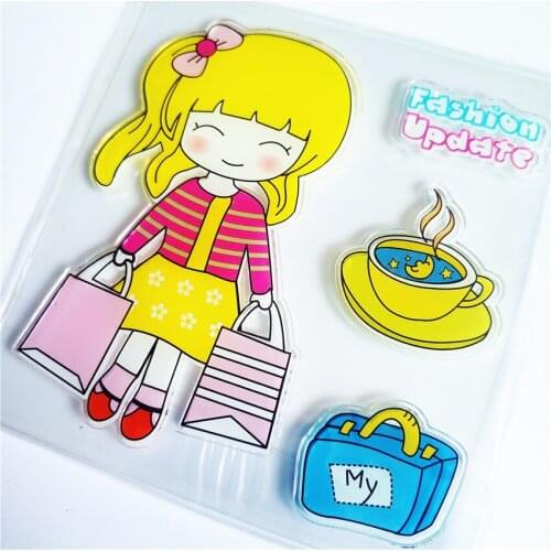 PANFELOU Shopping girl Transparent Clear Silicone Stamp/Seal DIY scrapbooking/photo album Decorative clear stamp sheets