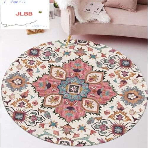 Bubble Kiss Area Rug for Living Room Ethnic Style Flower Pattern Round Carpet Rugs for Children Rooms Mechanical Wash Hot Sale