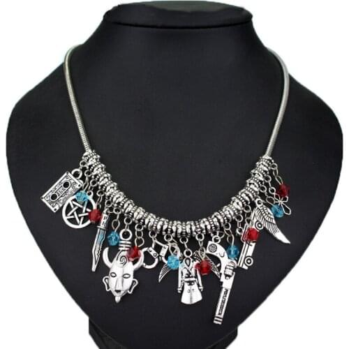 DIY Statement Necklace Supernatural Amulet Tape Gun Multi-pendant Necklace Snake Chain Handmade Accessories For Women