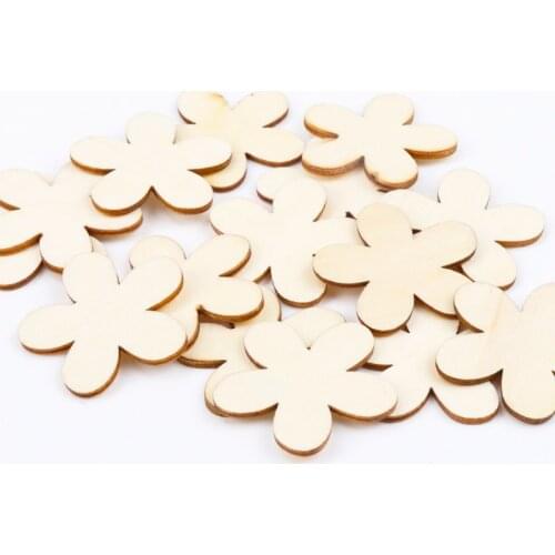Natural wooden Flower Scrapbooking Carft Home Decoration Enfeites Para Casa for Christmas Decoration15/20/25/35mm 50pcs MT0699