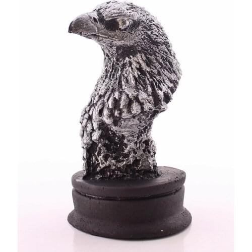 Black Silver Eagle Head Figurine Statue 16 cm