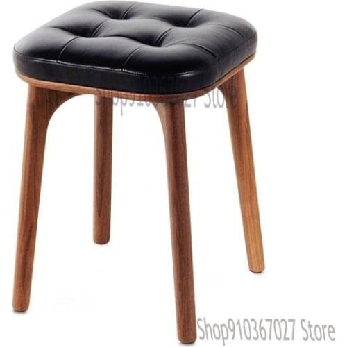 Living Room Dining Table Stool Household Makeup Stool Solid Wood Shoe Stool Modern Minimalist Upholstered Leather Stool