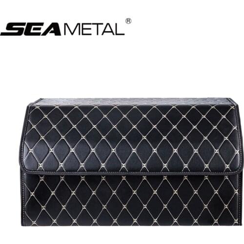 PU Leather Auto Trunk Box Universal Car Rear Trunk Storage Bag for Travel Stowing Tidying Interior Car Organizer Foldable Bags