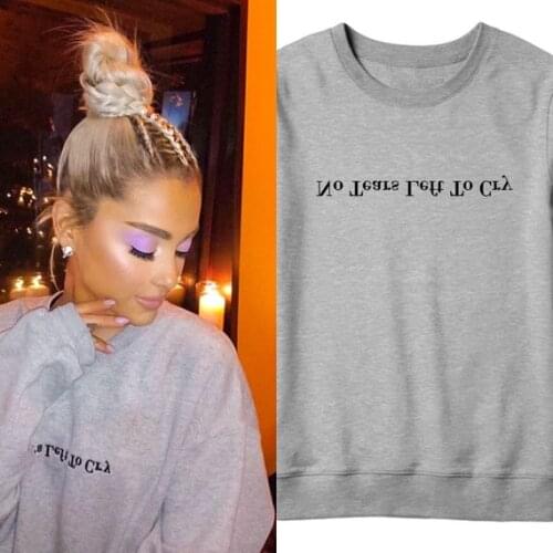 Sugarbaby No Tear Left To Cry Ariana Grande Sweatshirt Long Sleeve Fashion Grey Casual Jumper Girls Fashion Tumblr Spring Tops