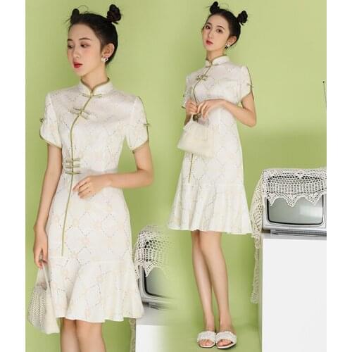 SWEETXUE French Modern Girl Retro Fishtail Tight Sexy Cheongsam Daily Improved Dress Women