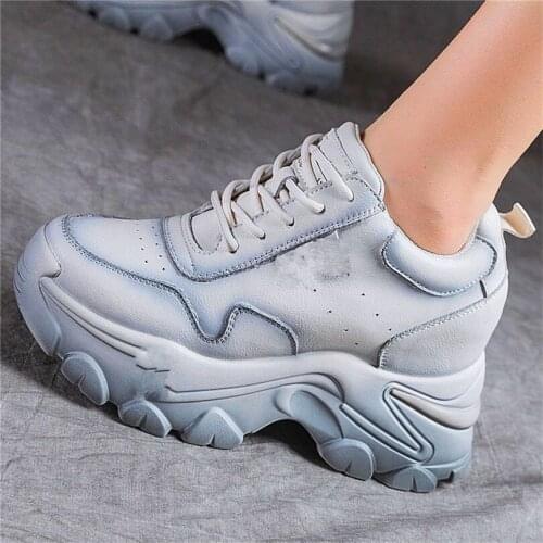 Fashion Sneaker Womens Cow Leather Ankle Boots Platform Shoes Round Toe Oxfords Wedge High Heels 35 36 37 38 39 34